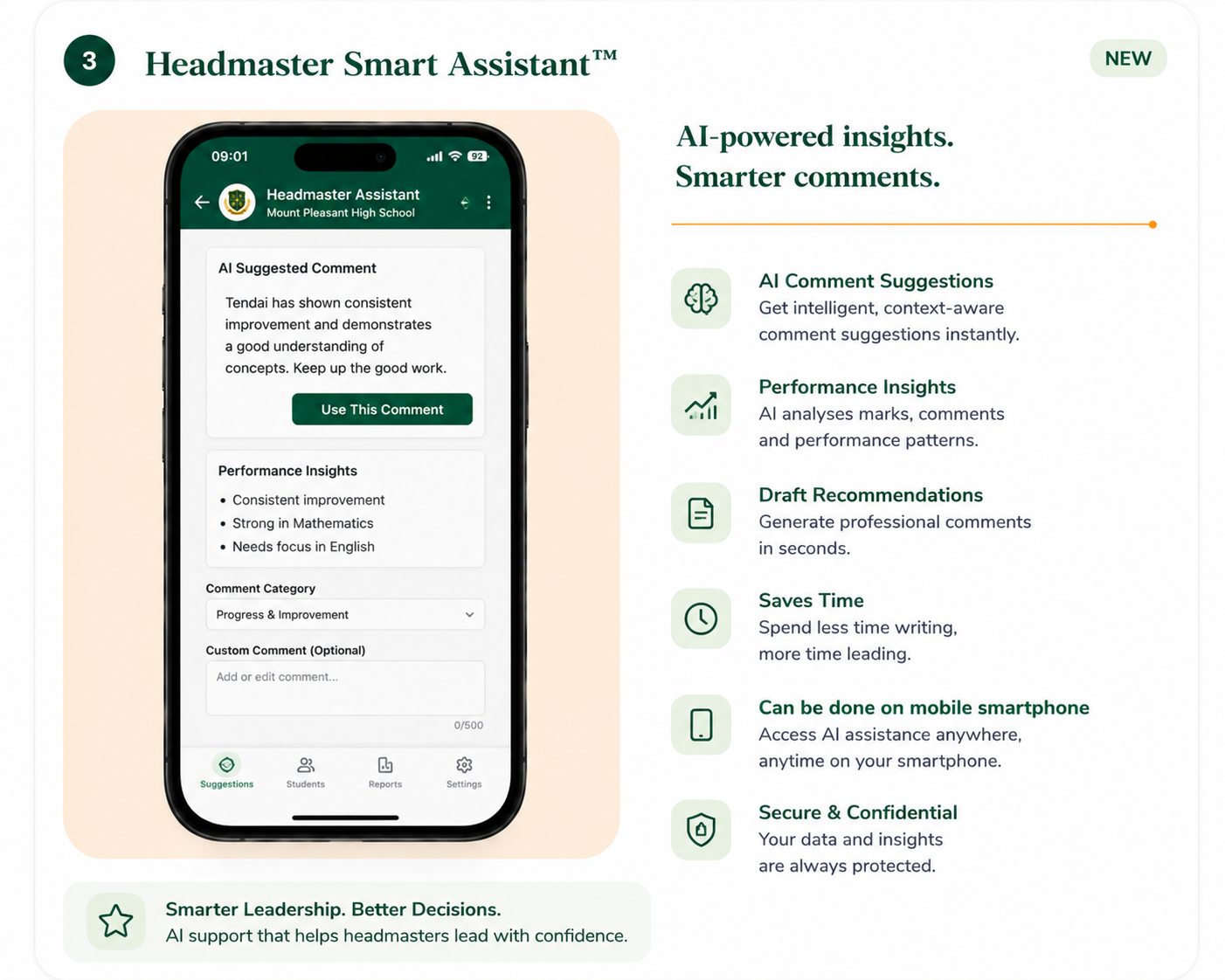 Headmaster Smart Assistant — AI-powered insights and smarter comments