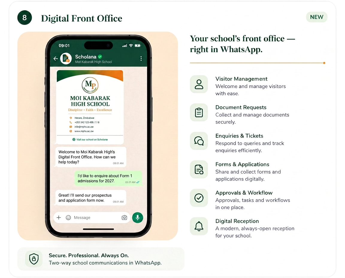Digital Front Office — your school's front office right in WhatsApp